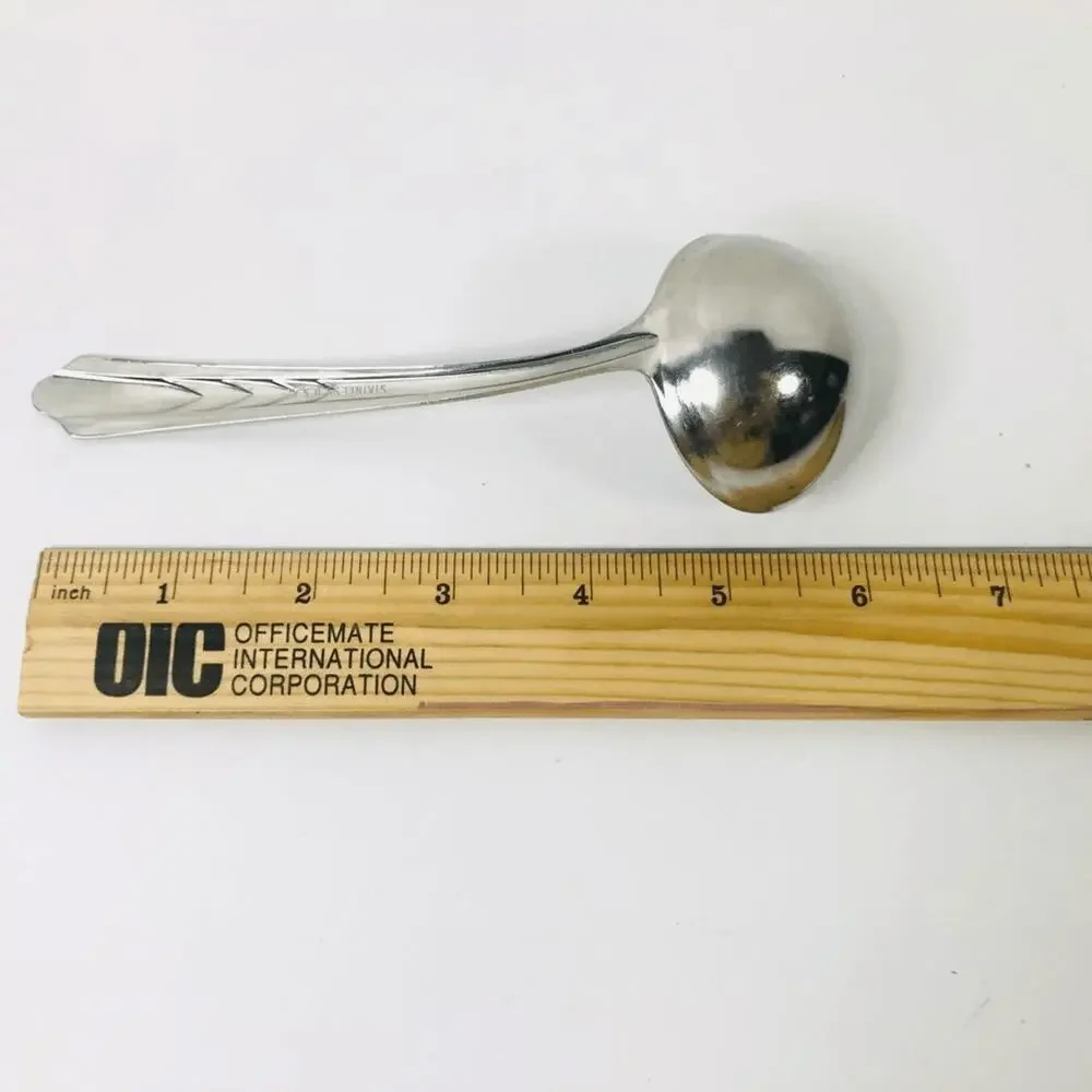 vtg stainless steel art deco‎ design chevron gravy ladle replacement